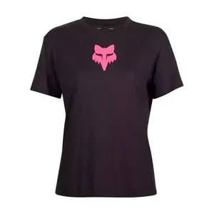 FOX Cyklistické triko s krátkým rukávem - W FOX HEAD - černá/růžová obraz