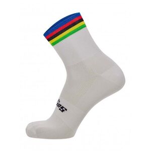 SANTINI Cyklistické ponožky klasické - UCI RAINBOW - bílá/duhová obraz