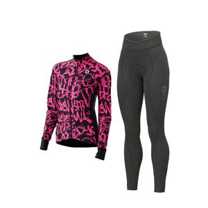 ALÉ Cyklistický zimní dres a kalhoty - RIDE + ESSENTIAL W - černá/růžová obraz