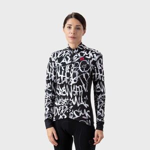 ALÉ Cyklistický dres s dlouhým rukávem zimní - SOLID RIDE LADY WNT - bílá/černá obraz