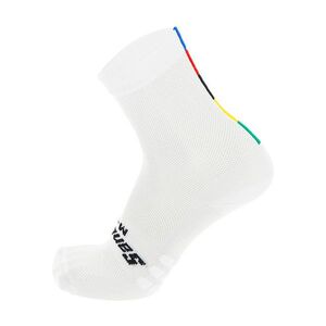 SANTINI Cyklistické ponožky klasické - UCI RAINBOW - bílá obraz