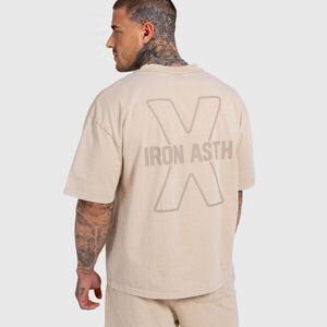 Pánské tričko Iron Aesthetics X Washed, béžové obraz