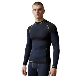 Pánské termo tričko s dlouhým rukávem BLIZZARD-SHORT CUT-Mens long sleeve, anthracite/neon yellow obraz