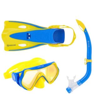 Juniorská potápěčská/šnorchlovací sada AQUALUNG-SET HERO Junior-YELLOW BLUE LENS MIRROR obraz