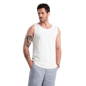 Pánské tričko s krátkým rukávem a v-výstřihem OMBRE-Tank top OM-TSBT-0192 V-1 white obraz