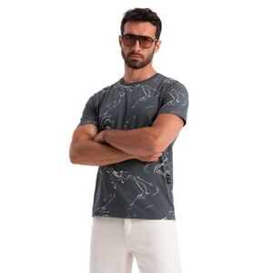 Pánské tričko s krátkým rukávem a v-výstřihem OMBRE-T-shirt OM-TSFP-0184 V-3 dark grey obraz