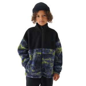 Chlapecká fleecová mikina se zipem 4F JUNIOR-FLEECE-JWAW24TFLEM246-20S-DEEP BLACK obraz