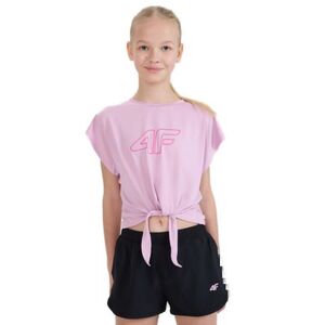 Dívčí tréninkové tričko s krátkým rukávem 4F JUNIOR-TSHIRT FNK F1184-56S-LIGHT PINK obraz