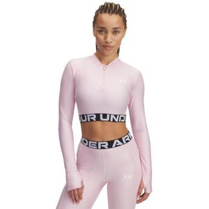 Dámské tréninkové tričko s dlouhým rukávem UNDER ARMOUR-HeatGear Rib 1/4 Zip LS-PNK obraz