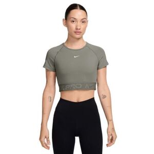 Dámské tréninkové tričko s krátkým rukávem NIKE PRO-W NP DF SS CROP TOP TT GX-320-Khaki obraz