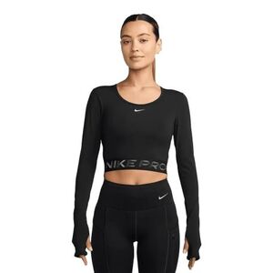 Dámské tréninkové tričko s dlouhým rukávem NIKE PRO-W NP DF LS TOP GG SHINE BLACK/ANTHRACITE/WHITE obraz