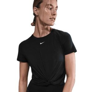 Dámské tréninkové tričko s krátkým rukávem NIKE-W NK ONE CLSC DF TWST SS TP WT BLACK/WHITE obraz