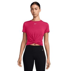Dámské tréninkové tričko s krátkým rukávem NIKE-W NK ONE CLSC DF TWST SS TP WT RUSH PINK/WHITE obraz