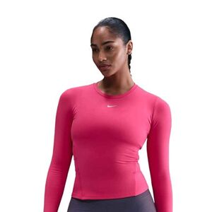 Dámské tréninkové tričko s dlouhým rukávem NIKE-W NK ONE DF FTTD LS TOP RUSH PINK/WHITE obraz