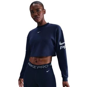 Dámská mikina NIKE PRO-W NP DF FLC CREW TT GRX MIDNIGHT NAVY/FOOTBALLGREY/WHITE obraz