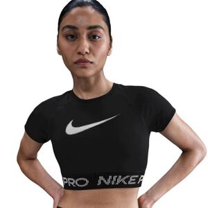 Dámské tréninkové tričko s krátkým rukávem NIKE PRO-W NP DF SS TOP TT GRX BLACK/WHITE/WHITE obraz