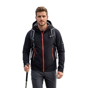 Pánská turistická softshellová bunda s kapucí NORTHFINDER-AMBROSE-270blackblack obraz