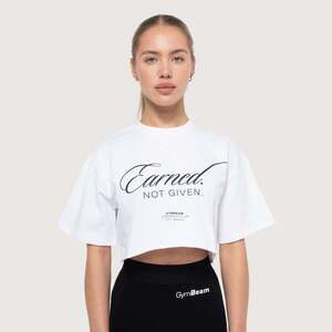 GymBeam Women‘s Earned Cropped T-shirt White obraz