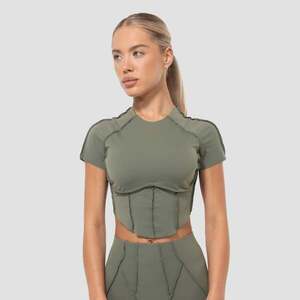 GymBeam Dámské tričko Cropped Cosmo Olive obraz