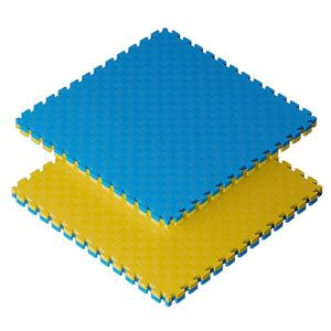 Sportago Tatami Taekwondo podložka 100x100cm žlutá-modrá vzor 2 obraz