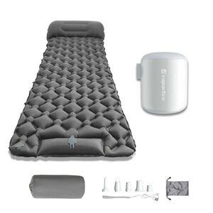 Nafukovací karimatka inSPORTline Soultea s minipumpou 190x60x6 cm šedá karimatka, bílá pumpa obraz
