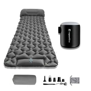Nafukovací karimatka inSPORTline Soultea s minipumpou 190x60x6 cm šedá karimatka, černá pumpa obraz