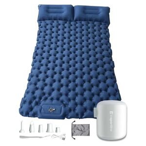 Nafukovací karimatka pro dva inSPORTline Faustea s minipumpou 192x125x8 cm modrá karimatka, bílá pumpa obraz