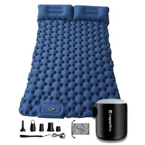 Nafukovací karimatka pro dva inSPORTline Faustea s minipumpou 192x125x8 cm modrá karimatka, černá pumpa obraz