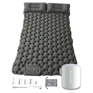Nafukovací karimatka pro dva inSPORTline Faustea s minipumpou 192x125x8 cm šedá karimatka, bílá pumpa obraz