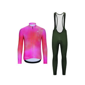 HOLOKOLO Cyklistická zimní bunda a kalhoty - COSMA WINTER - zelená/oranžová/růžová obraz