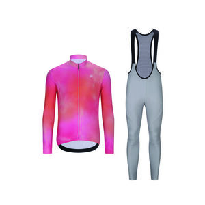 HOLOKOLO Cyklistická zimní bunda a kalhoty - COSMA WINTER - šedá/oranžová/růžová obraz
