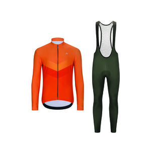 HOLOKOLO Cyklistická zimní bunda a kalhoty - ARROW WINTER - zelená/oranžová obraz