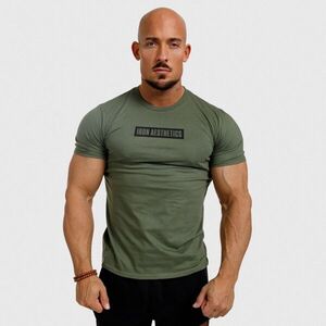 Pánské fitness tričko Iron Aesthetics Boxed, vojenská zelená obraz
