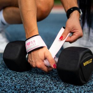 Trhačky s gripem Iron Aesthetics Grip Straps, růžové obraz