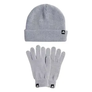 Adidas Glove + Beanie 2 Pcs. Set light grey heather/white dámská zimní čepice - Velikost UNI obraz