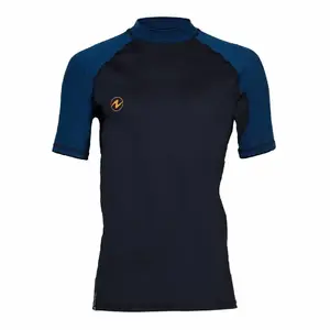 Aqualung Pánské lycrové triko SLIM FIT černá/modrá, krátký rukáv - L obraz