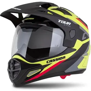 Cassida Enduro přilba Tour 2.0 X-tra fluo žluto-černo-červeno-šedá s černým matným kšiltem - L 59 - 60 cm obraz