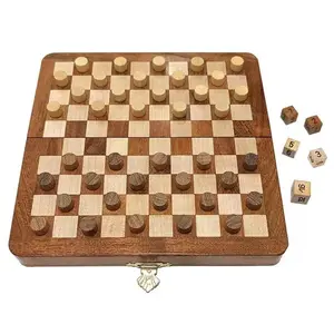 Chopra Magnetická DELUXE dáma a backgammon vykládanou šachovnicí 19 cm obraz