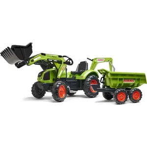Falk šlapací traktor 2070W Claas backhoe s přední a zadní lžící a přívěsem obraz