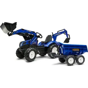 Falk Šlapací traktor 3090W New Holland T8 s nakladačem, rypadlem a maxi vlečkou obraz
