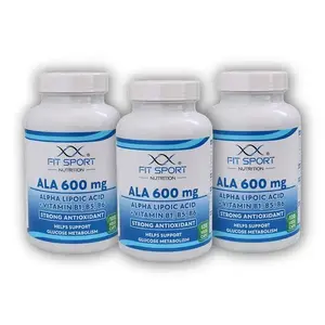 FitSport Nutrition 3x ALA 600mg Alpha Lipoic Acid + Vitamin B1, B5, B6 120 vege caps - Kyselina Alfa Lipoová obraz