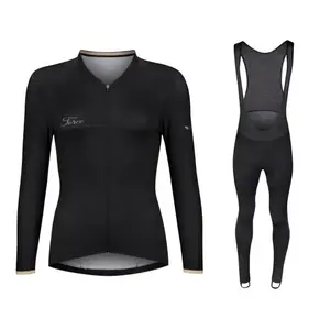Force GOLD LADY černý cyklodres - dlouhý rukáv + Force BRIGHT LADY černé cyklokalhoty - S obraz