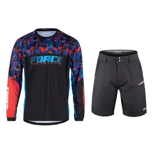 Force RECKLESS černo-červeno-modrý mtb dres + Force BLADE MTB černé cyklokraťasy - L obraz