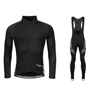 Force SPIKE černo-bílý cyklistický dres - dlouhý rukáv + Force SPIKE černo-bílé cyklokalhoty - L obraz