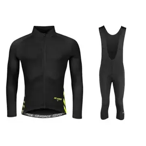 Force SPIKE černo-fluo cyklodres - dlouhý rukáv + Force MAZE černé cyklokalhoty - S obraz