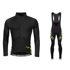 Force SPIKE černo-fluo cyklodres - dlouhý rukáv + Force SPIKE černo-fluo cyklokalhoty - S obraz