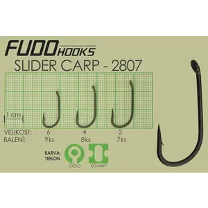 Fudo Hooks Slider Carp tmavě šedý vel. 2 (bal. 7 ks) rybářský háček obraz