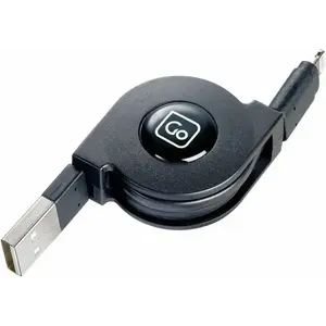 Go Travel Retractable černý USB Lightning nabíjecí kabel obraz