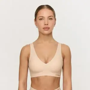GymBeam Bezešvá podprsenka Comfy Beige - XS obraz