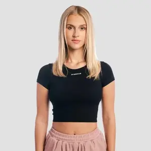 GymBeam Cropped Aura Black dámské tričko - M obraz